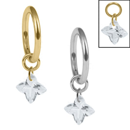Titanium Hinged Clicker Ring with Titanium Sundrop Jewelled Charm
