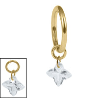 Titanium Hinged Clicker Ring with Titanium Sundrop Jewelled Charm