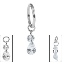 Titanium Hinged Clicker Ring with Titanium Luxor Jewelled Charm