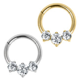 Titanium Claw Set 3 Jewel Hinged Clicker Ring