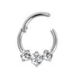 Titanium Claw Set 3 Jewel Hinged Clicker Ring