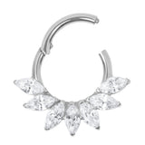 Titanium Ethereal Jewelled Leaf Hinged Clicker Ring