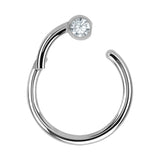 Titanium Lumi Jewelled Ball Hinged Clicker Ring