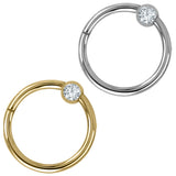 Titanium Lumi Jewelled Ball Hinged Clicker Ring