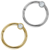 Titanium Lumi Jewelled Ball Hinged Clicker Ring