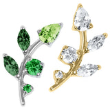Titanium Internal Claw Set Jewelled Leaf Vine Top