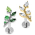 Titanium Internally Threaded Labrets 1.2mm - Claw Set Jewelled Leaf Vine