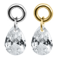 Titanium Hinged Clicker Ring with Titanium Floating Teardrop Gem Charm