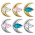 Titanium Internally Threaded Labrets 1.2mm - Jewelled Trekking Crescent Moon