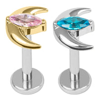 Titanium Internal Jewelled Trekking Crescent Moon Top
