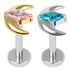 Titanium Internally Threaded Labrets 1.2mm - Jewelled Trekking Crescent Moon