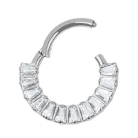 Titanium Halo Baguette Hinged Clicker Ring
