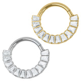 Titanium Halo Baguette Hinged Clicker Ring