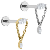 Titanium Internally Threaded Labrets 1.2mm - Jewelled Anais