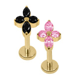 Gold Titanium Internally Threaded Labrets 1.2mm - Arya Marquise