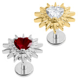 Titanium Internally Threaded Labrets 1.2mm - Crowned Barbed Heart