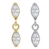 Titanium Internal Jewelled Double Marquise Gemini Drop Top