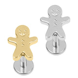 Titanium Internally Threaded Labrets 1.2mm - Gingerbread Man