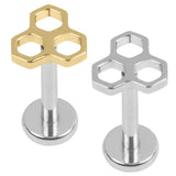 Titanium Internally Threaded Labrets 1.2mm - Honeycomb