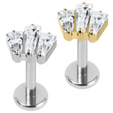Titanium Internally Threaded Labrets 1.2mm - Jewelled Art Deco Baguette Fan