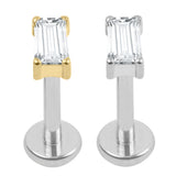 Titanium Internally Threaded Labrets 1.2mm - Jewelled Baguette