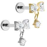 Titanium Internally Threaded Labrets 1.2mm - Jewelled Rosette