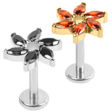 Titanium Internally Threaded Labrets 1.2mm - Jewelled Catherine Wheel