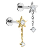 Titanium Internally Threaded Labrets 1.2mm - Jewelled Reul Chain Drop