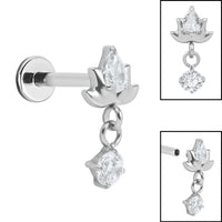Titanium Internal Thread Jewelled Sacred Lotus Labret