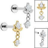Titanium Internal Thread Jewelled Sacred Lotus Labret