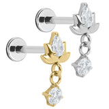 Titanium Internally Threaded Labrets 1.2mm - Jewelled Sacred Lotus