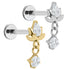Titanium Internally Threaded Labrets 1.2mm - Jewelled Sacred Lotus