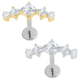 Titanium Internally Threaded Labrets 1.2mm - Jewelled Twilight Curve