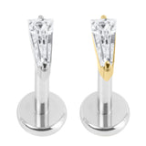 Titanium Internally Threaded Labrets 1.2mm - Jewelled Tapered Baguette