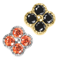 Titanium Internally Threaded Labrets 1.2mm - Jewelled Vintage Clover