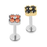 Titanium Internally Threaded Labrets 1.2mm - Jewelled Vintage Clover