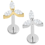 Titanium Internally Threaded Labrets 1.2mm - Jewelled Windmill