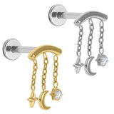 Titanium Internally Threaded Labrets 1.2mm - Starry Night
