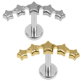 Titanium Internally Threaded Labrets 1.2mm - Nova 5 Star Crescent