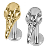 Titanium Internally Threaded Labrets 1.2mm - Corvid Bird Skull