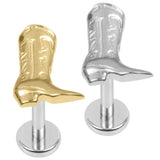 Titanium Internally Threaded Labrets 1.2mm - Dallas Cowboy Boot