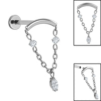 Titanium Internally Threaded Labrets 1.2mm - Titanium Brooke Marquise Jewel