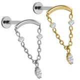 Titanium Internally Threaded Labrets 1.2mm - Brooke Marquise
