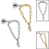 Titanium Internally Threaded Labrets 1.2mm - Titanium Brooke Marquise Jewel