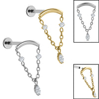 Titanium Internally Threaded Labrets 1.2mm - Titanium Brooke Marquise Jewel