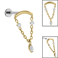 Titanium Internally Threaded Labrets 1.2mm - Titanium Brooke Marquise Jewel