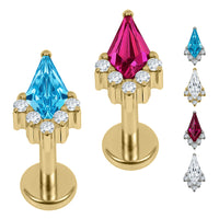 Gold Titanium Internally Threaded Labrets 1.2mm -Titanium Internal Claw Set Elara Jewelled Kite Top