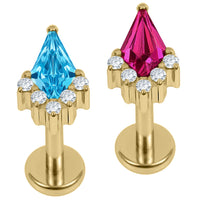 Gold Titanium Internally Threaded Labrets 1.2mm - Claw Set Elara Jewelled Kite