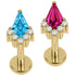 Gold Titanium Internally Threaded Labrets 1.2mm - Claw Set Elara Jewelled Kite