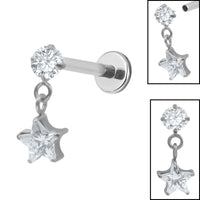 Titanium Internally Threaded Labrets 1.2mm - Titanium Celeste Top